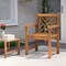 Teak Wood Patio Dining Chair with Cross Slatted Backrest and smooth Armrests